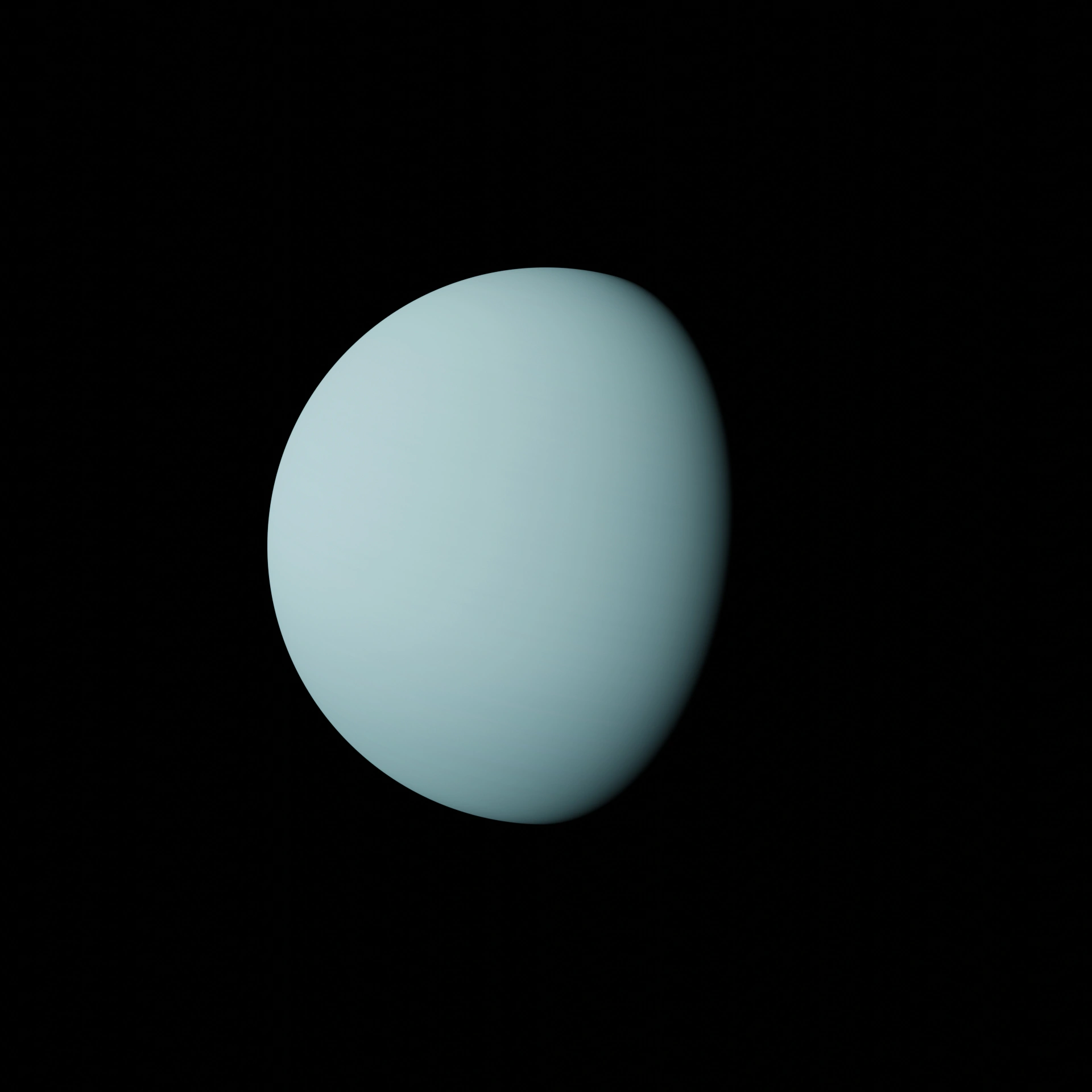  Planet Uranus mit glatter, blassblauer Oberfläche vor schwarzem Hintergrund