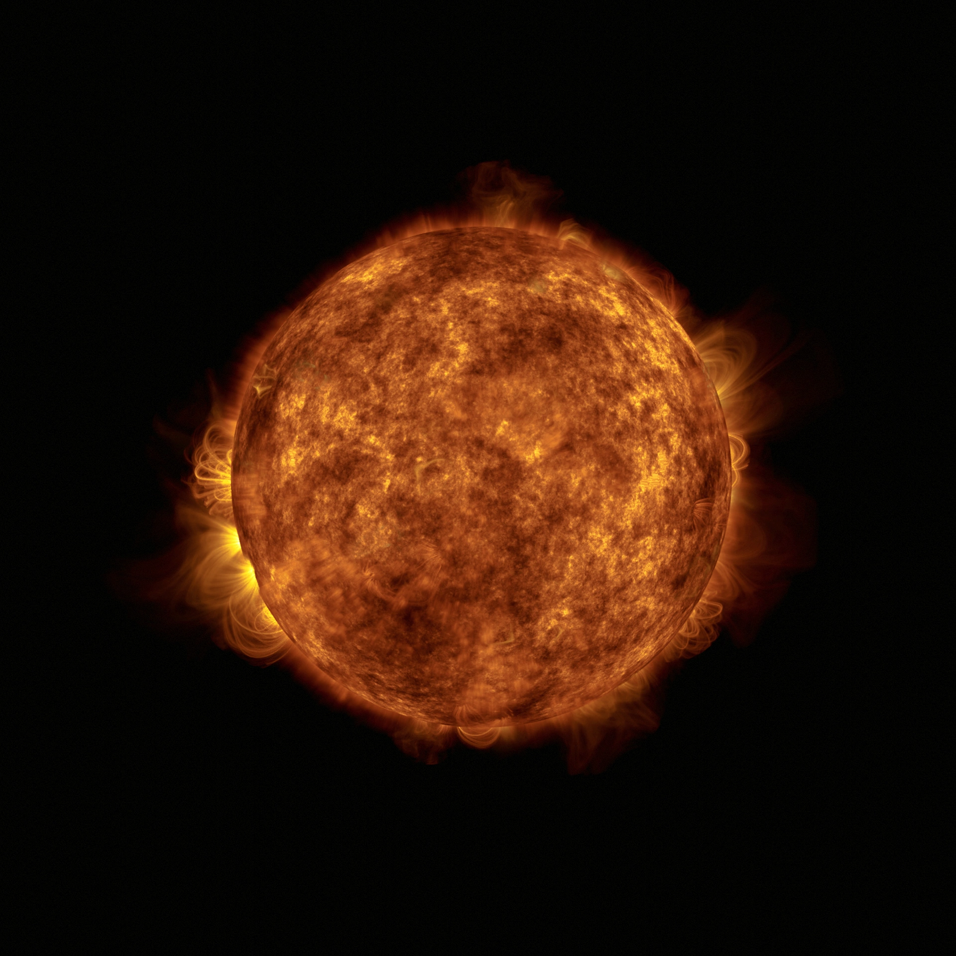 Sichtbare Sonnenoberfläche mit brodelnder Korona aus Plasma